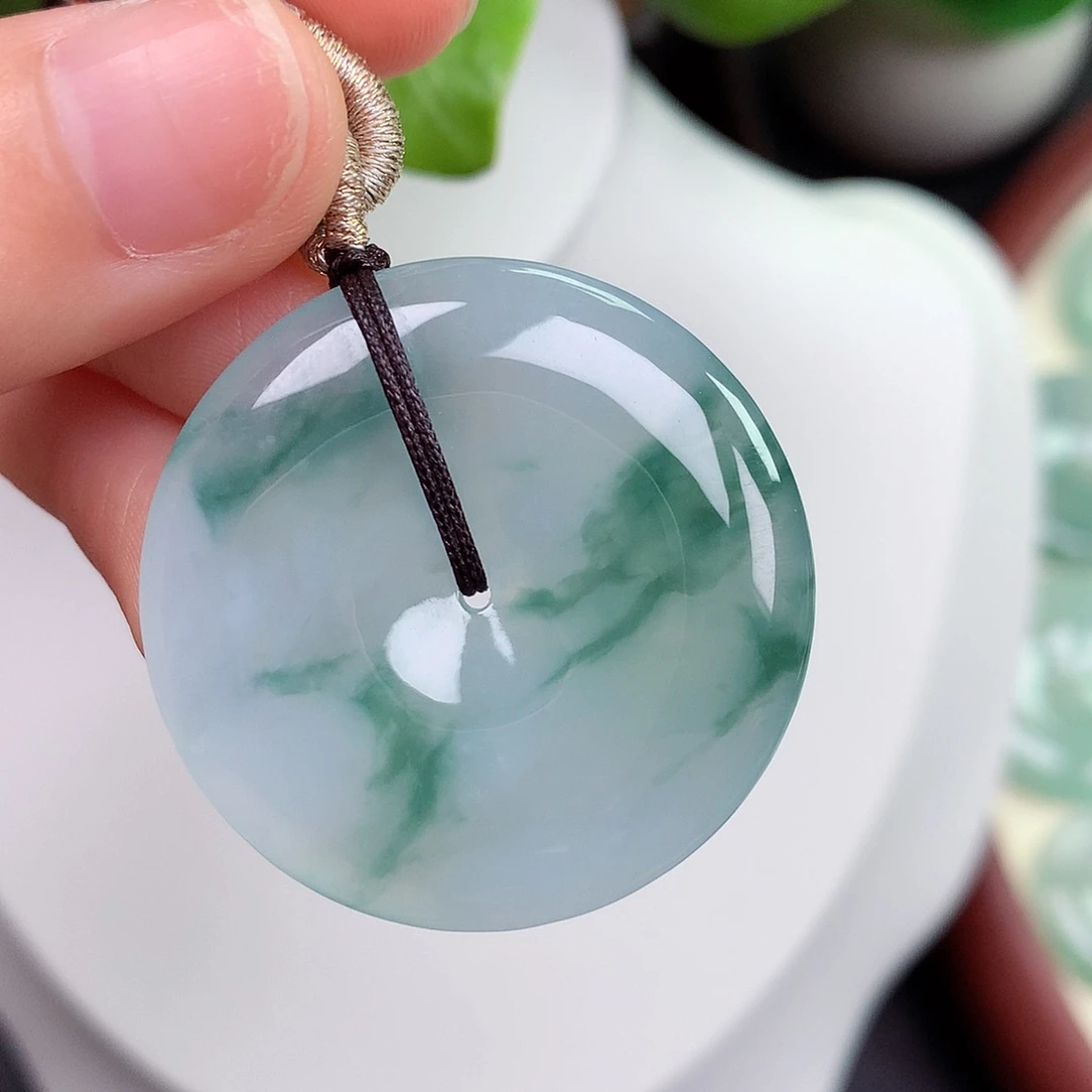 翡翠未镶嵌颈饰平安扣 34.6-5.8mm