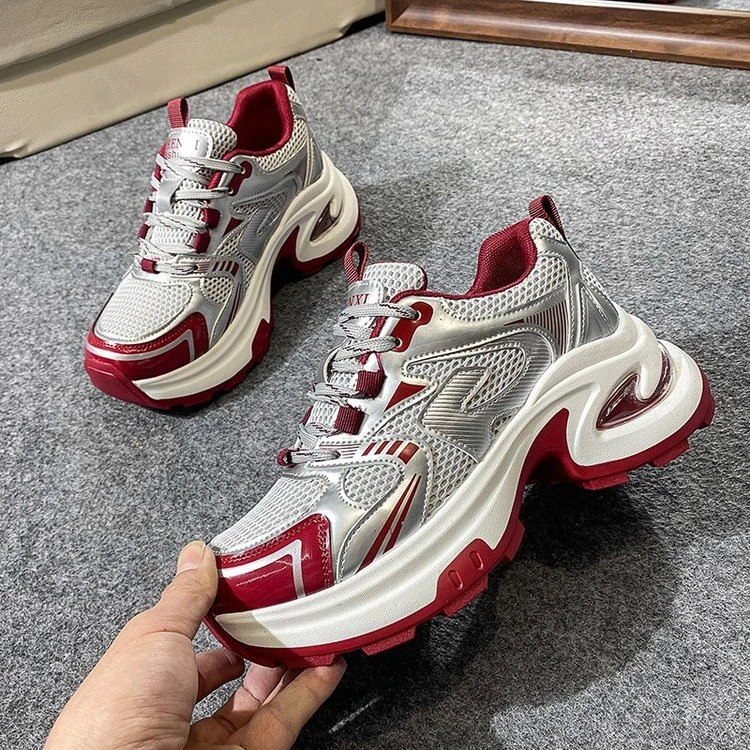 白鹿明星同款鞋增高老爹鞋女2025新款厚底透气鞋子休闲运动鞋女款