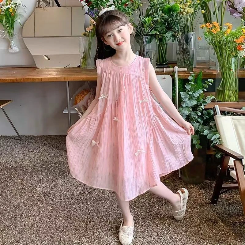 女童夏装粉色连衣裙2025新款洋气时髦儿童公主裙夏季背心裙子