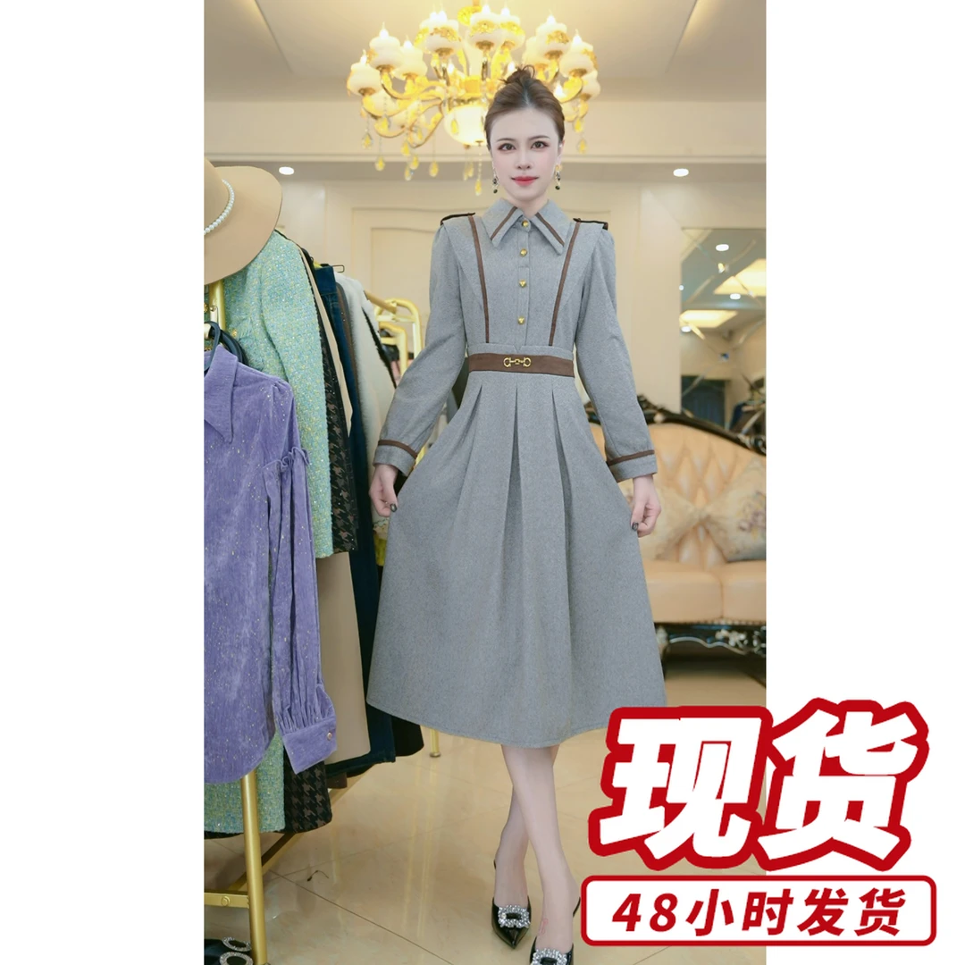 梦想服饰长袖连衣裙子爆款时尚洋气高贵阔太太裙子1083