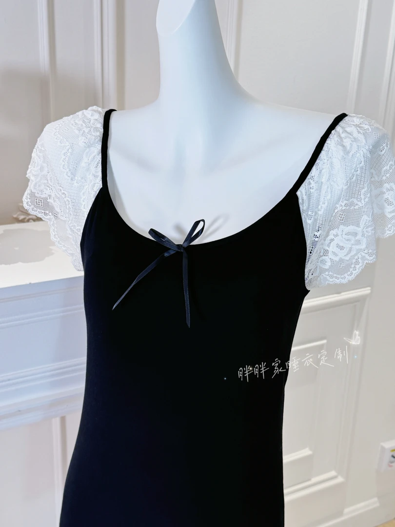 【黑珍珠】带胸垫睡衣女春夏新品蕾丝纯欲舒适显瘦连衣裙女士气质