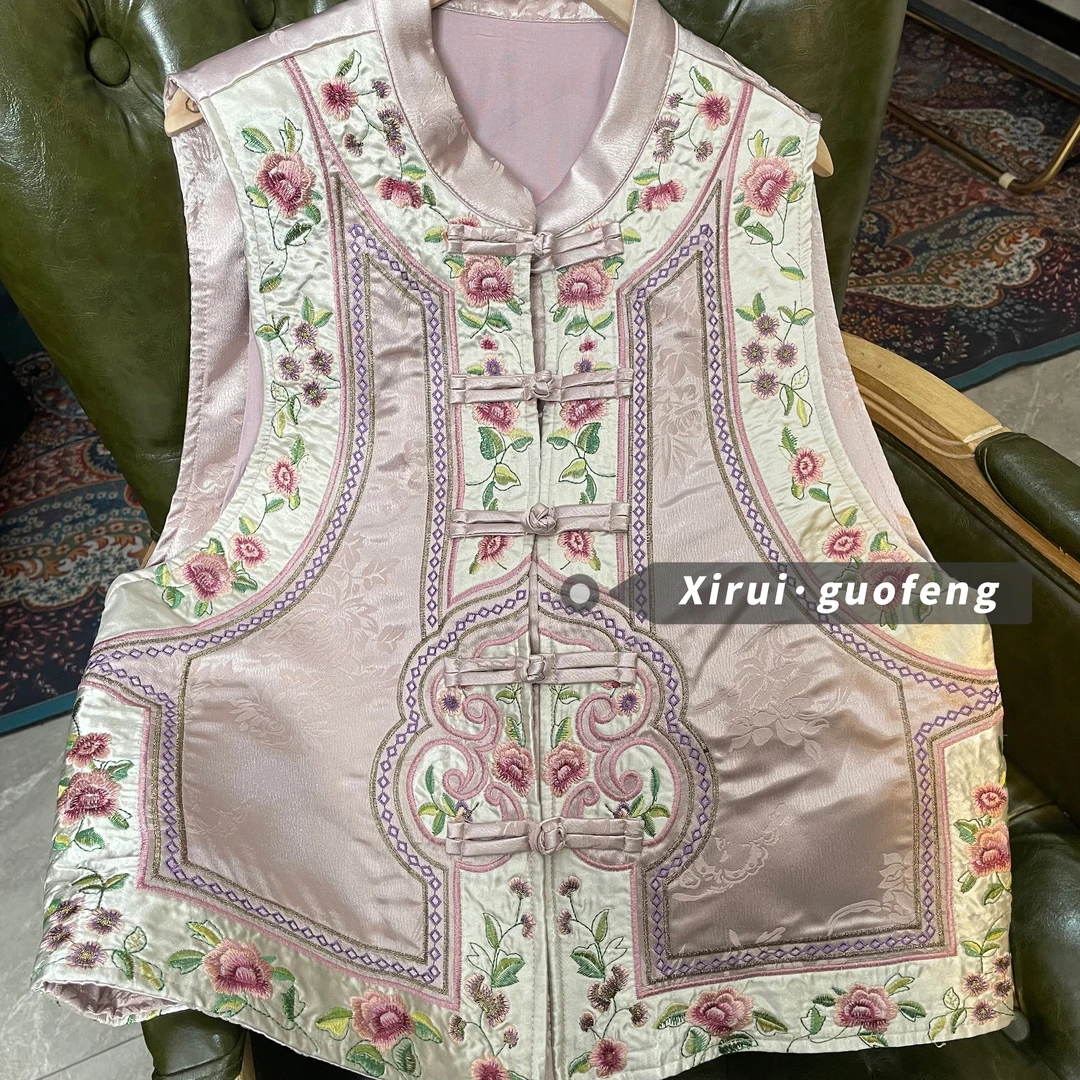 【熹瑞】雨后汀兰·新中式国风翻毛短毛百搭提花刺绣宽松马夹马甲