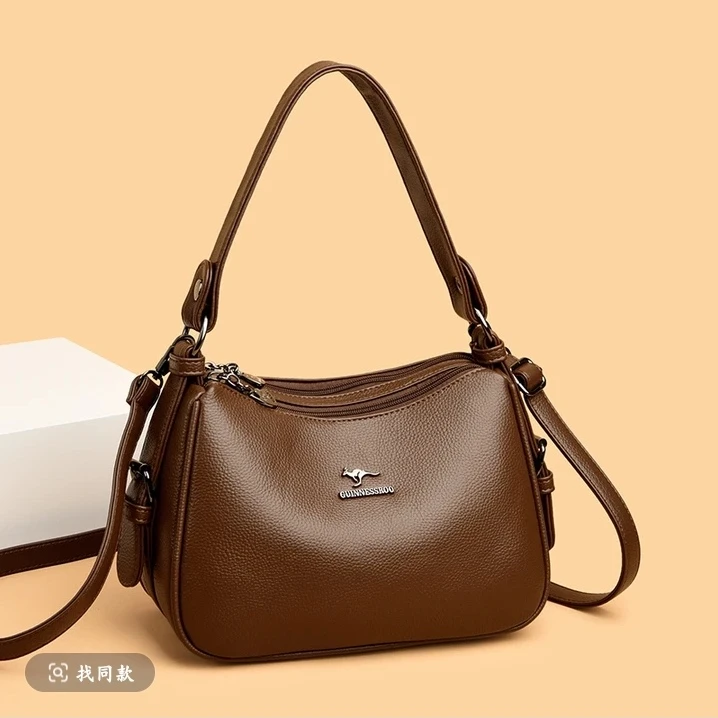 拉链斜挎包暗黑风手提款轻奢风中性风女士手袋分层款