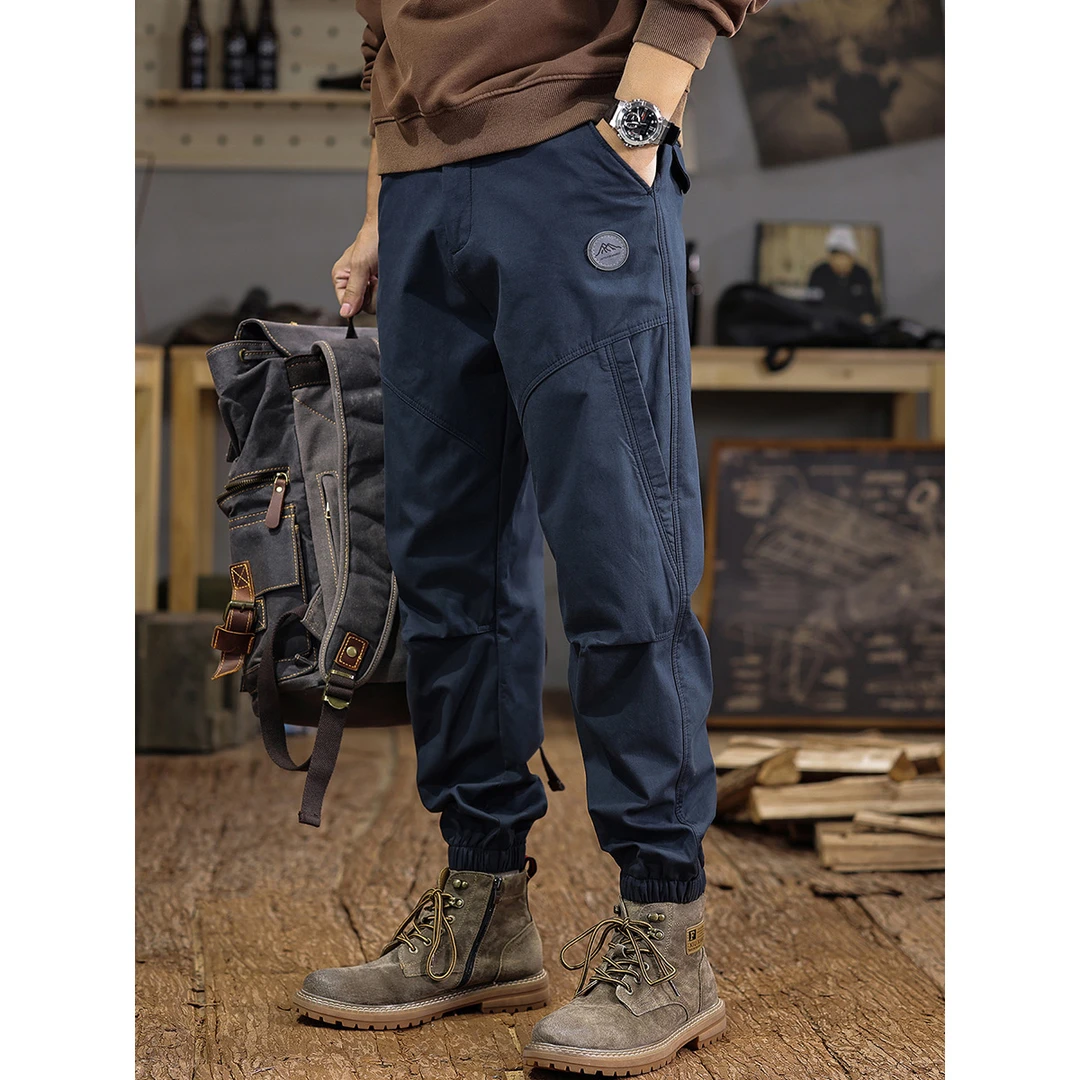 MR.MUDI/穆迪先生美式纯棉加厚男士工装裤宽松加绒裤子束脚休闲裤