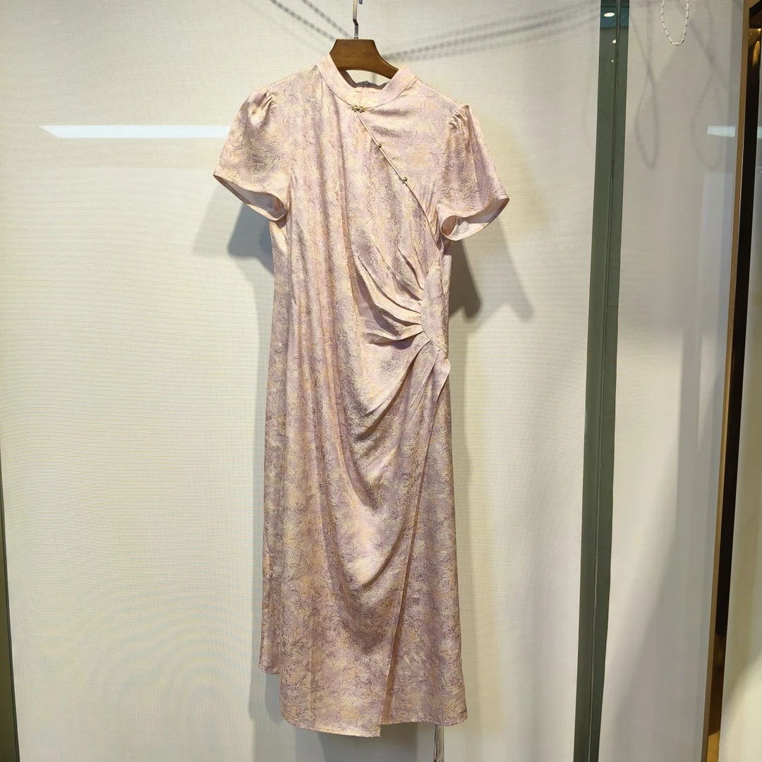 WLL 真丝短袖连衣裙L5377