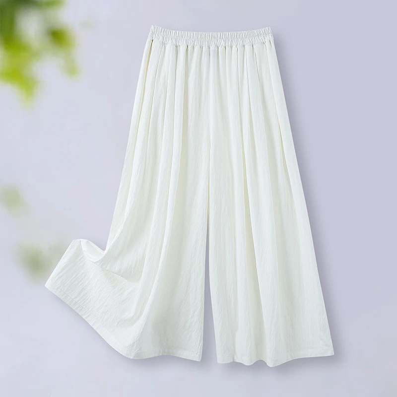 大码宽松阔腿裤女夏季时尚洋气妈妈中老年女装百搭气质休闲长裤子