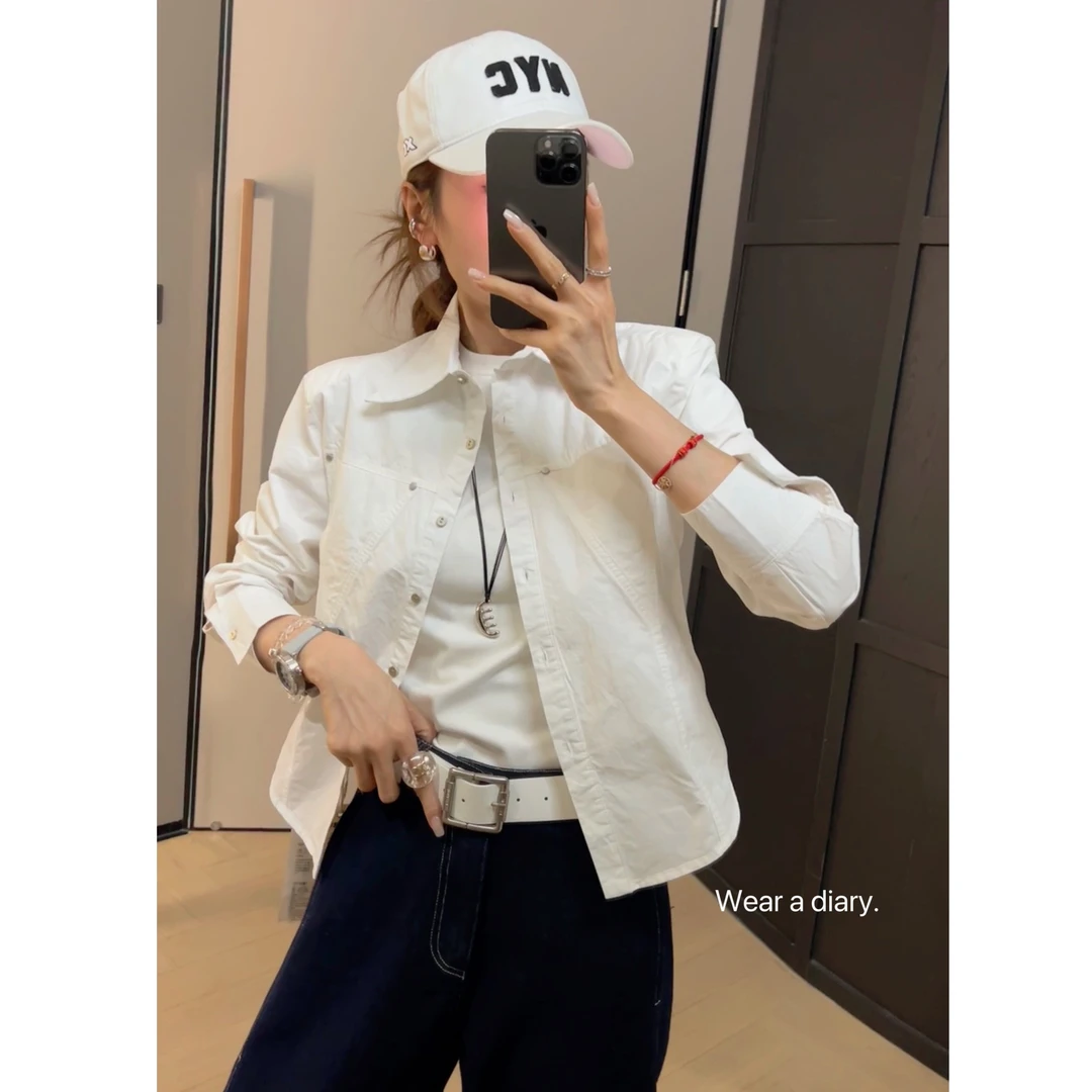 九儿【个性腔调】 设计感春季设计感长袖百搭时尚衬衣T6632