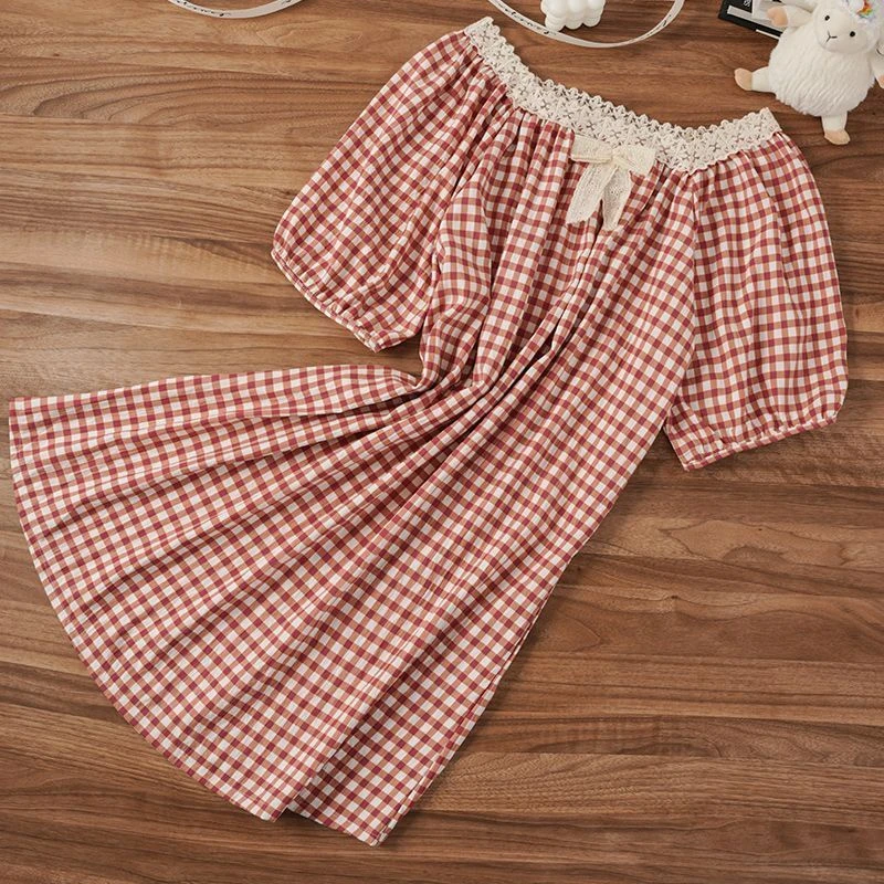 吊带睡裙女云朵棉2025年新款夏季性感格子睡衣女甜美家居服可外穿