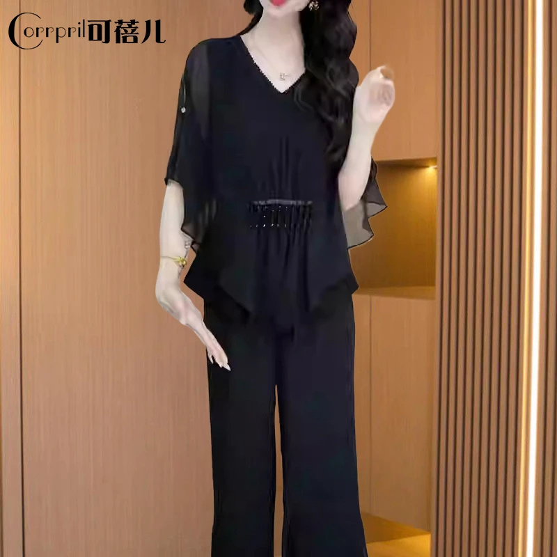 【可蓓儿】品牌纱料洋气休闲显瘦套装2025新款遮肚子减龄气质两件套