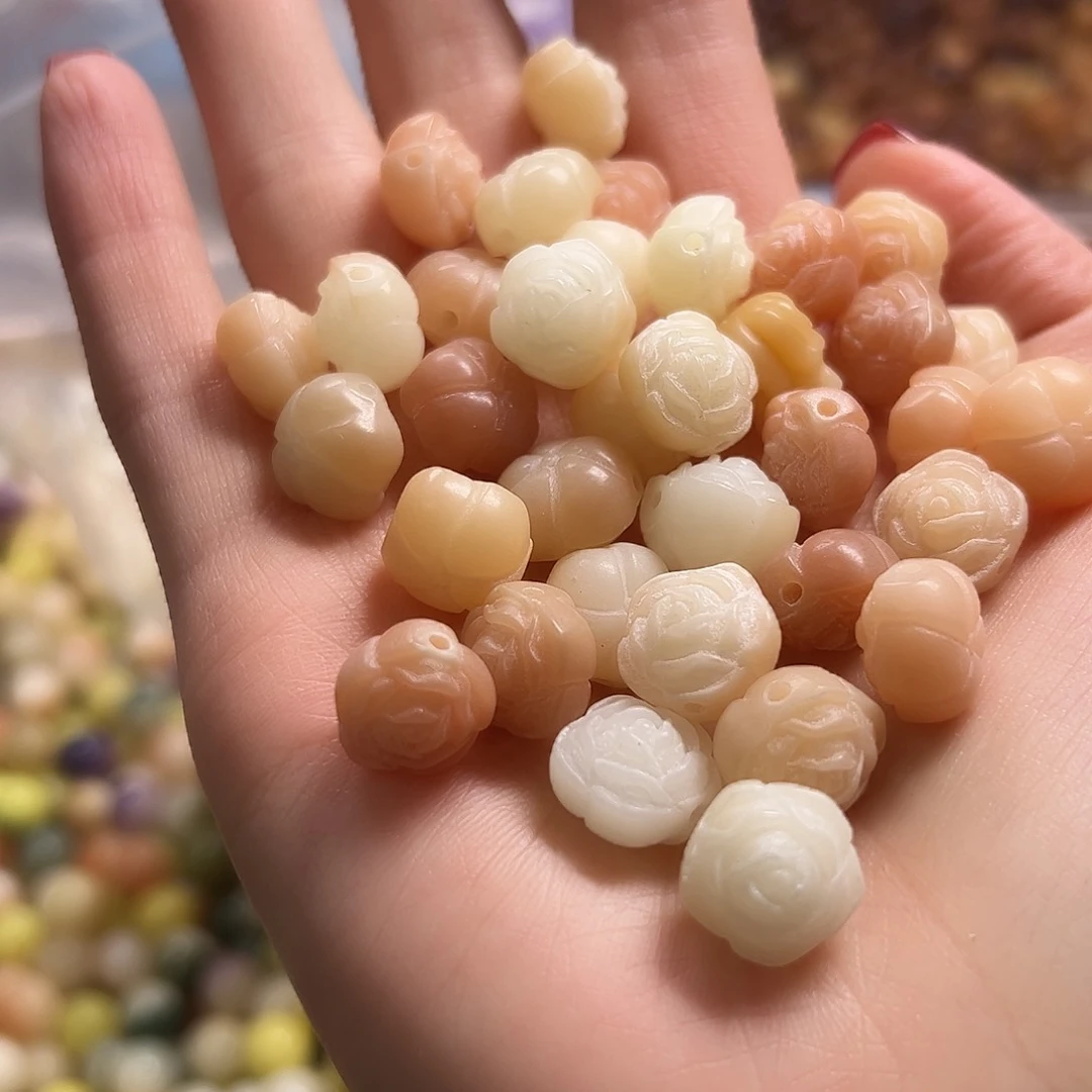 菩提根/象牙果吊坠22颗卡12粉山茶花 两单宠8颗