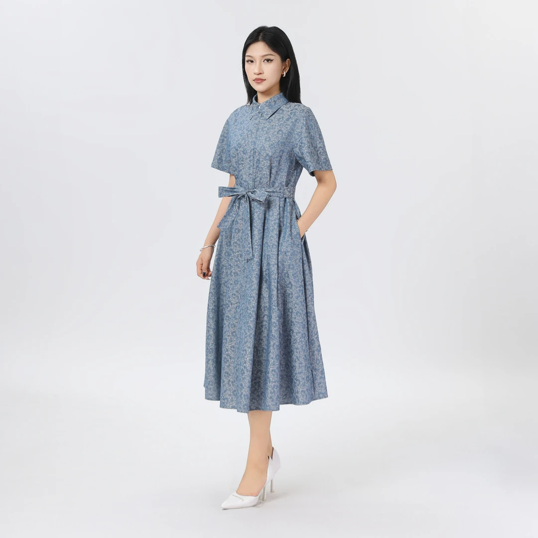 AMASS/阿玛施夏季穿搭A字裙新款收腰显瘦连衣裙（附腰带）550052