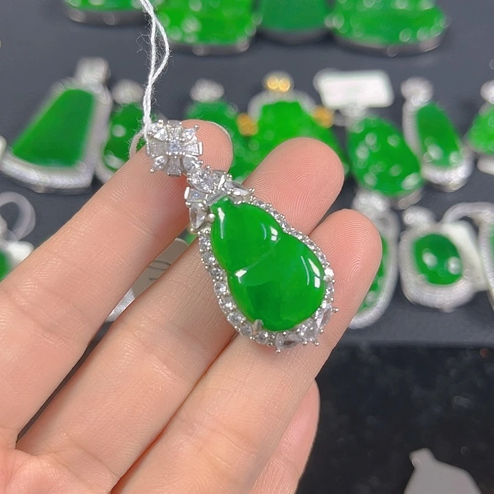 翡翠银S925镶嵌吊坠(不含链)