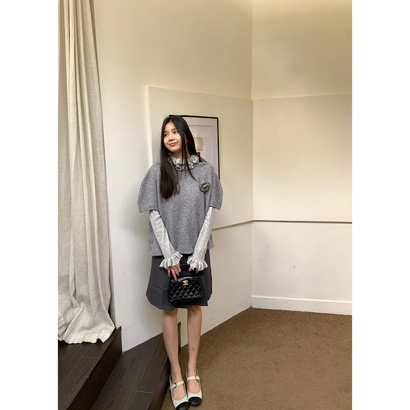 王少女的店【现】黑色a字刺绣半身裙春季休闲百搭短裙 B30238S51
