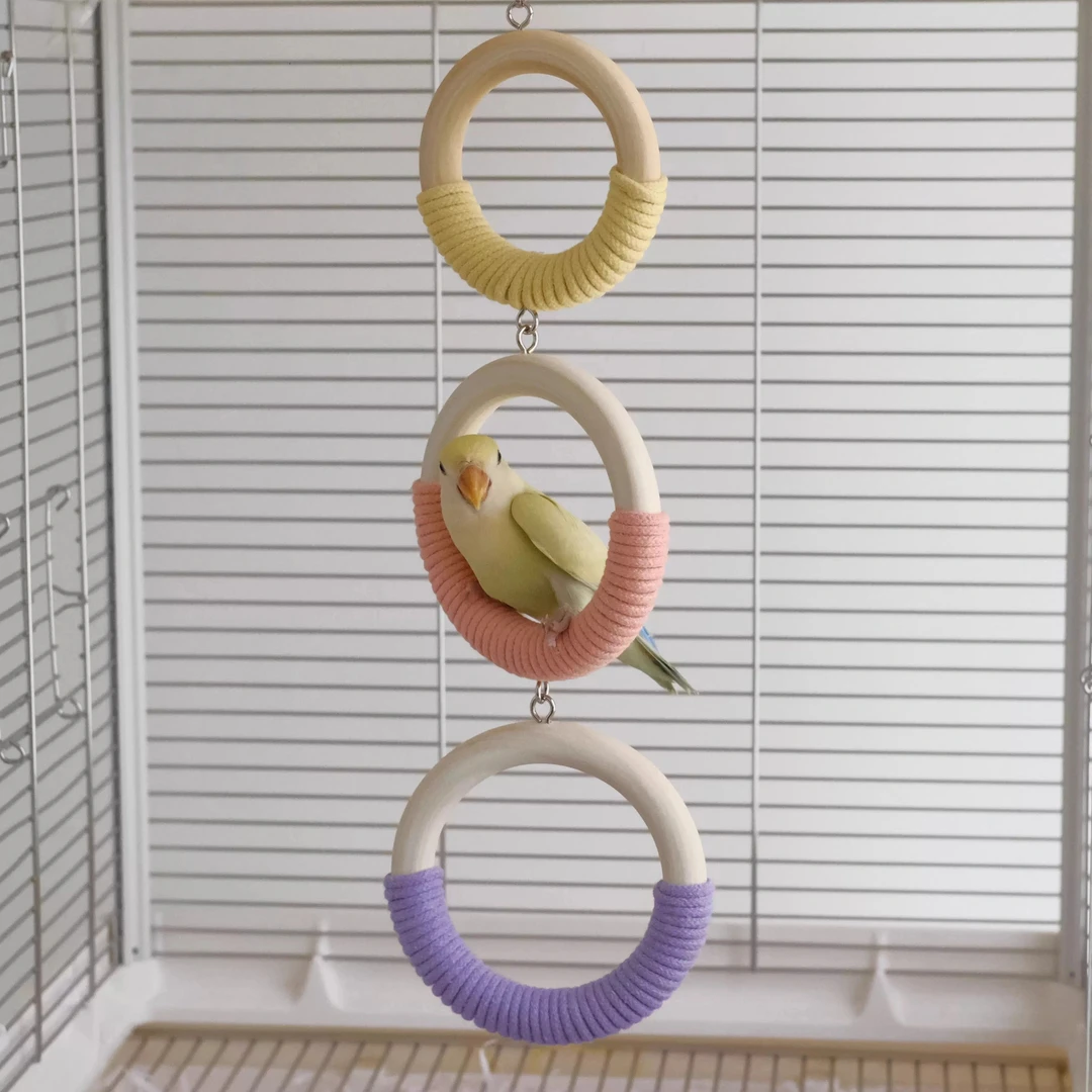 鹦鹉玩具马克龙吊环秋千牡丹玄凤虎皮解闷攀爬防滑鸟笼装饰鸟用品