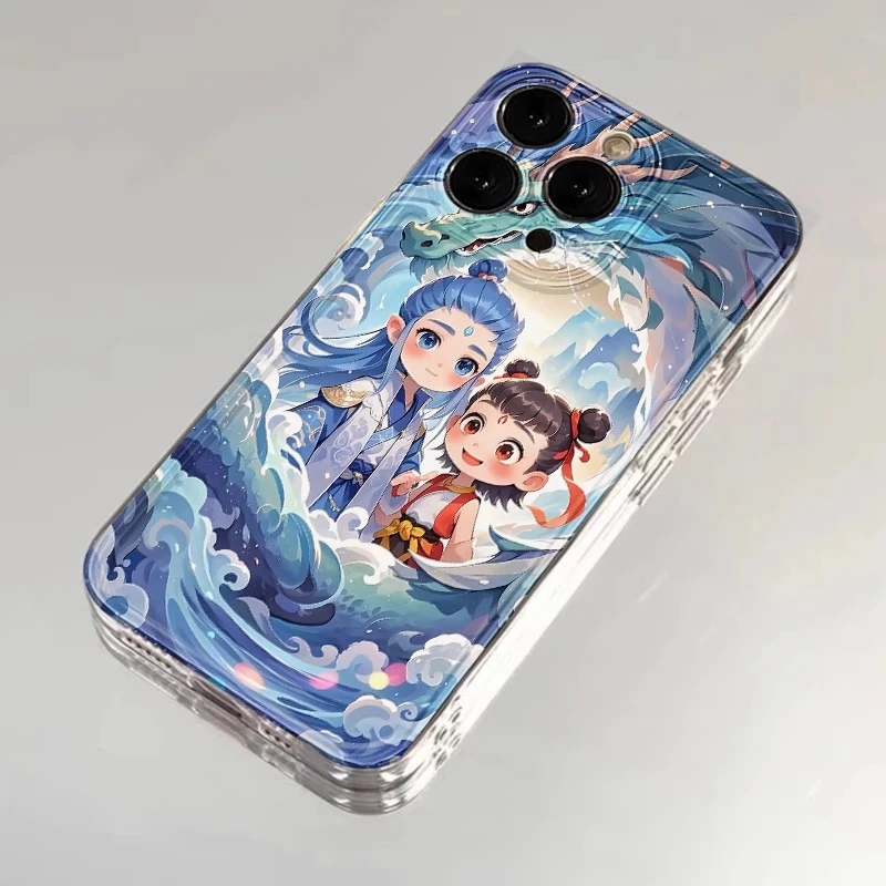 可爱哪吒敖丙适用苹果16手机壳新款15华为vivo透明高级小米12oppo