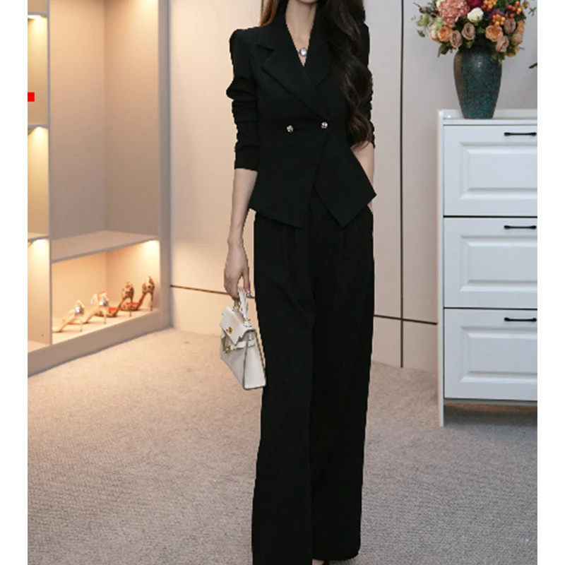 2025新款春季套装女修身气质职业通勤休闲裤两件套9178