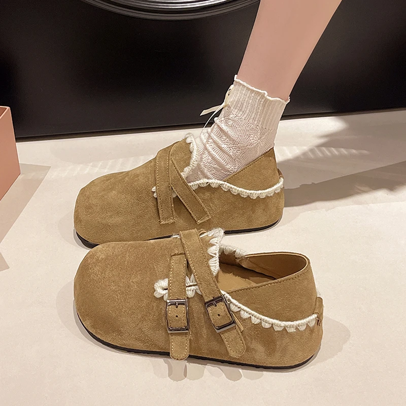 厚底内增高全包两穿勃肯鞋一脚蹬懒人女鞋子2025新款秋冬博肯单鞋