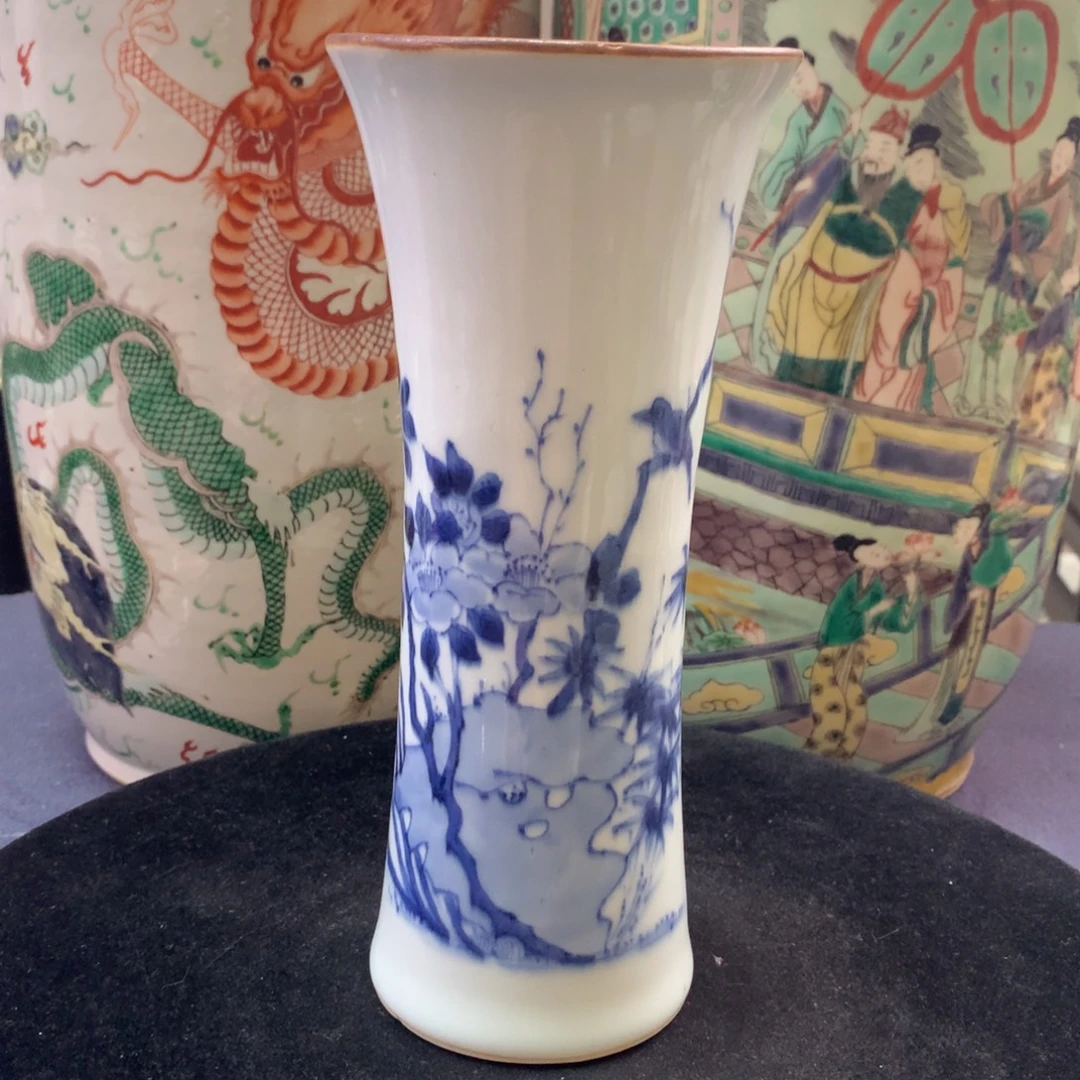 陶其他2006瓷器—青花洞石花鸟纹花觚