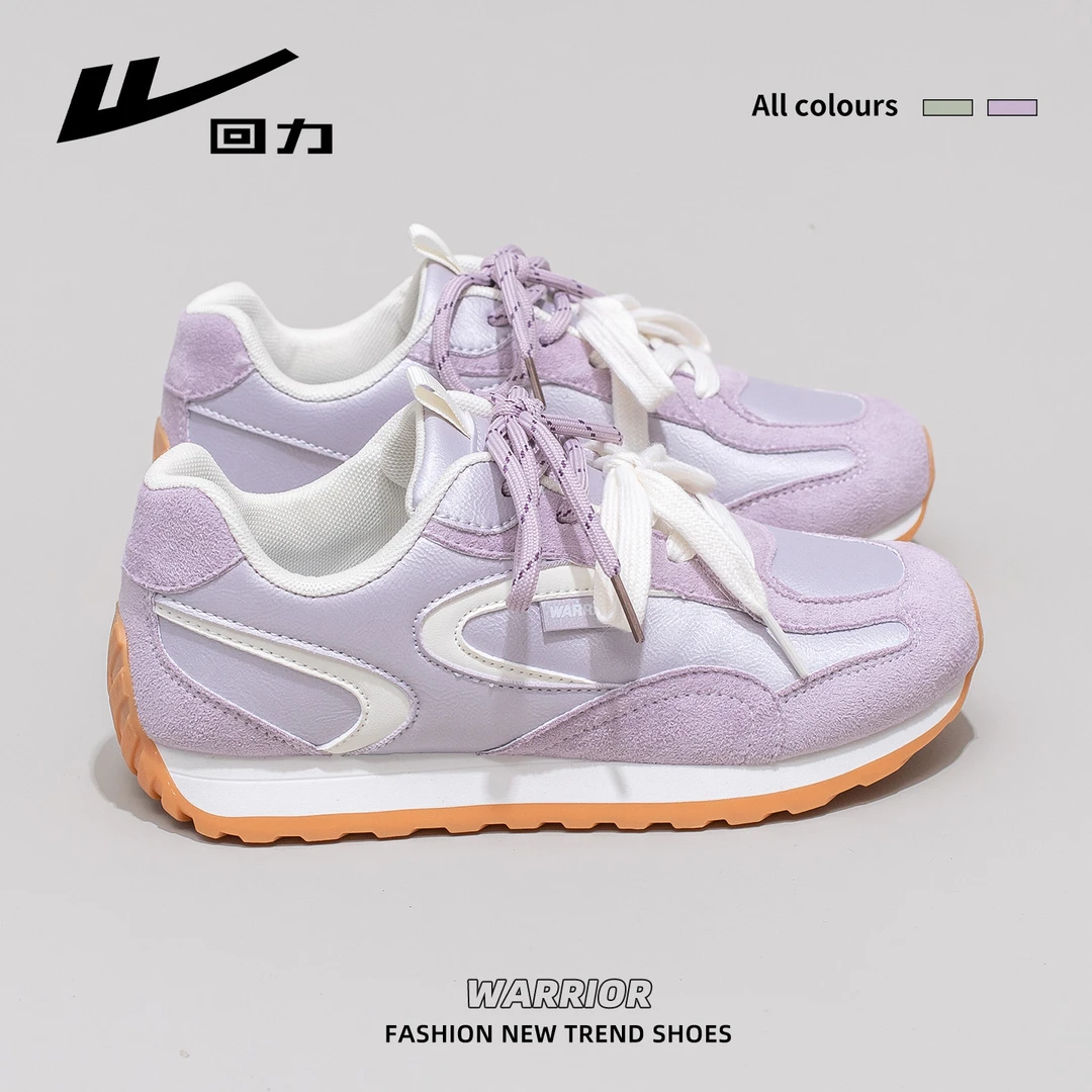 回力香芋紫德训鞋女2025新款冬季厚底小众软底鞋百搭保暖小白鞋子