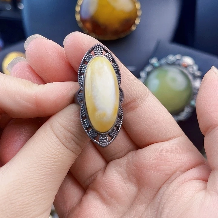 琥珀银S925镶嵌裸石