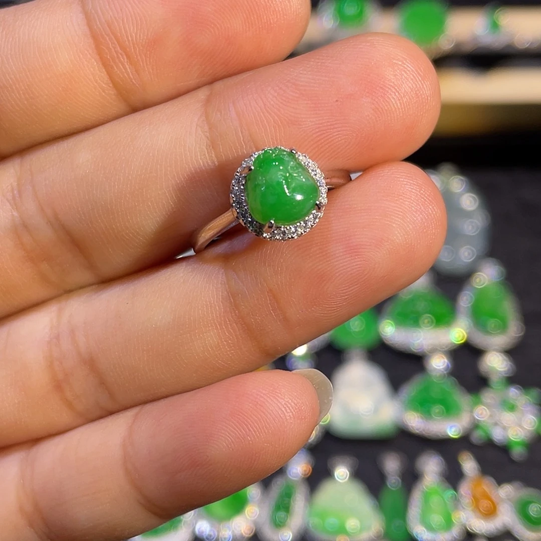 翡翠银S925镶嵌戒指