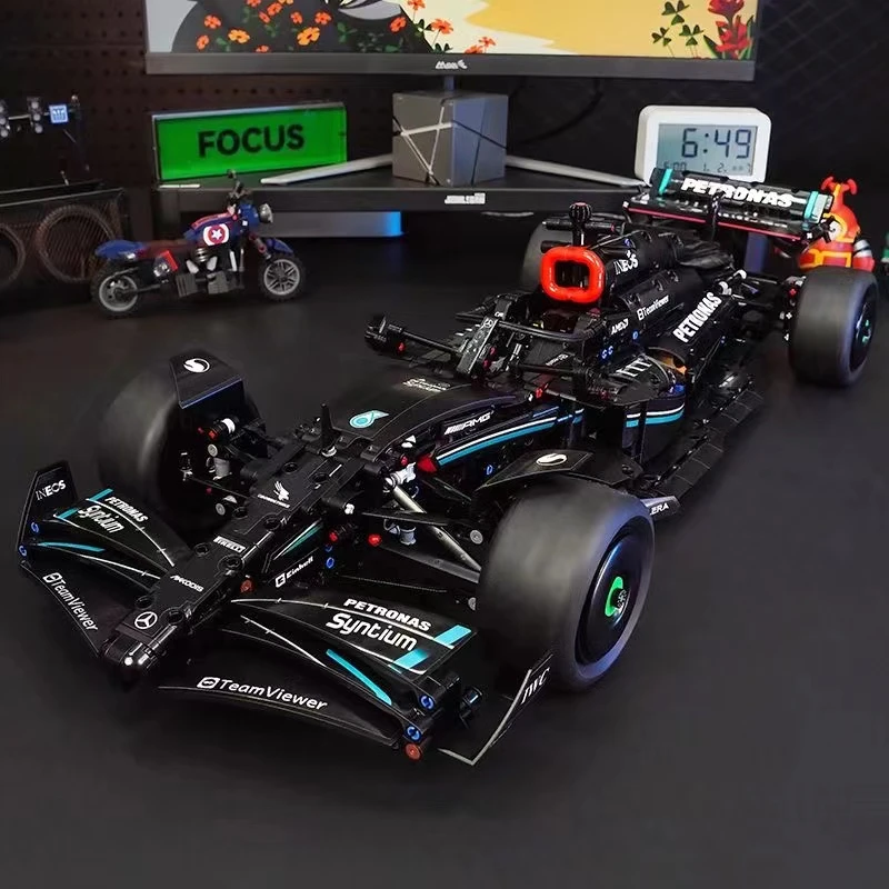 奔驰梅賽德斯1:8方程式积木賽车摆件益智机械组拼装送男生礼物
