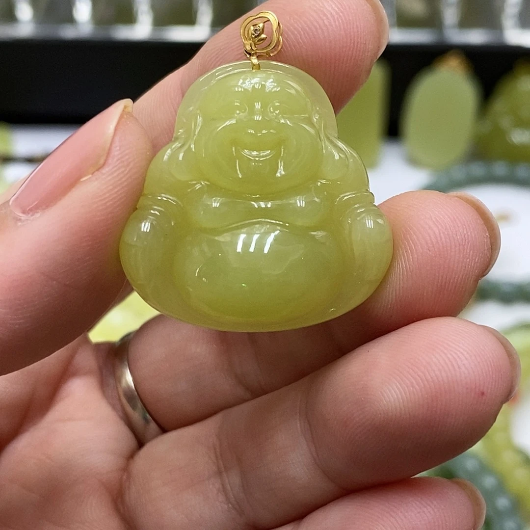 和田玉18K金镶嵌颈饰