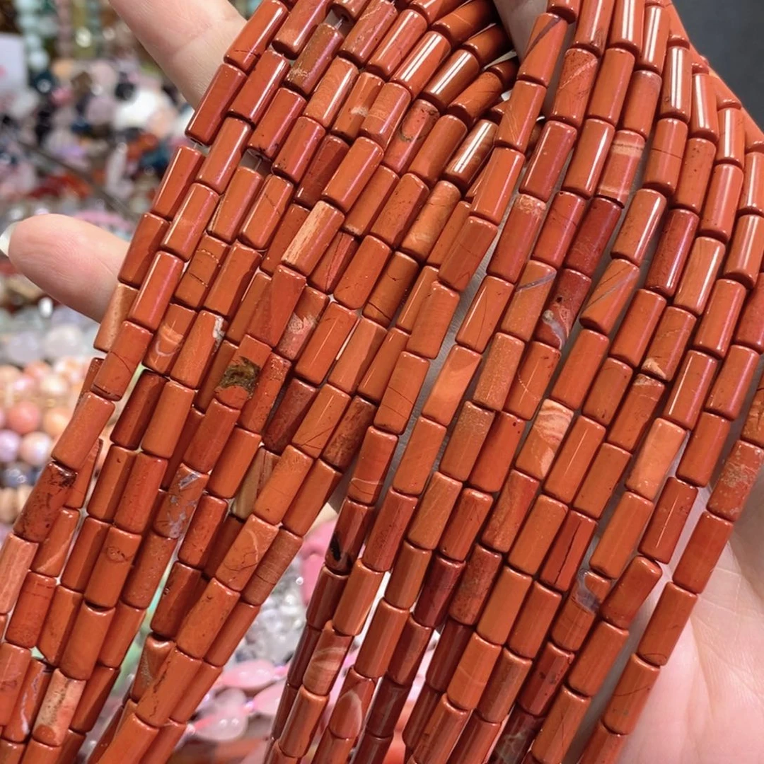 未镶嵌玛瑙/玉髓珠宝半成品红石管珠一条