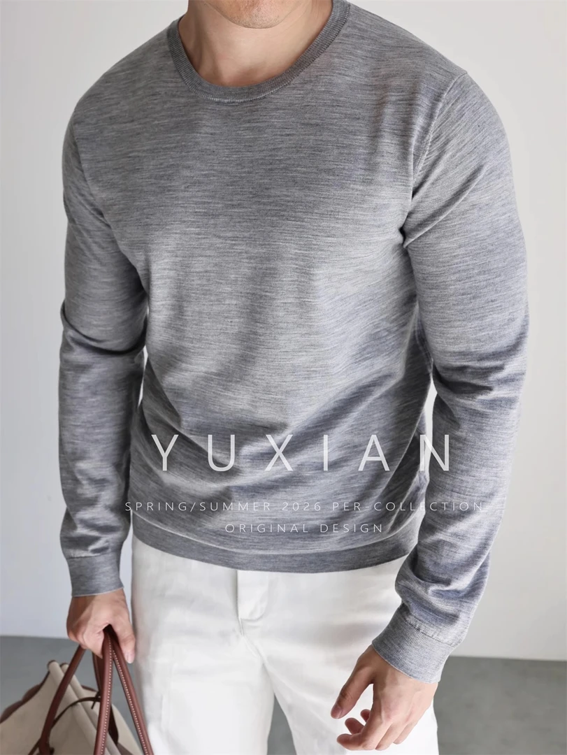 【可机洗澳洲羊毛】超细100%美利奴羊毛针织长袖毛衣打底圆领秋冬