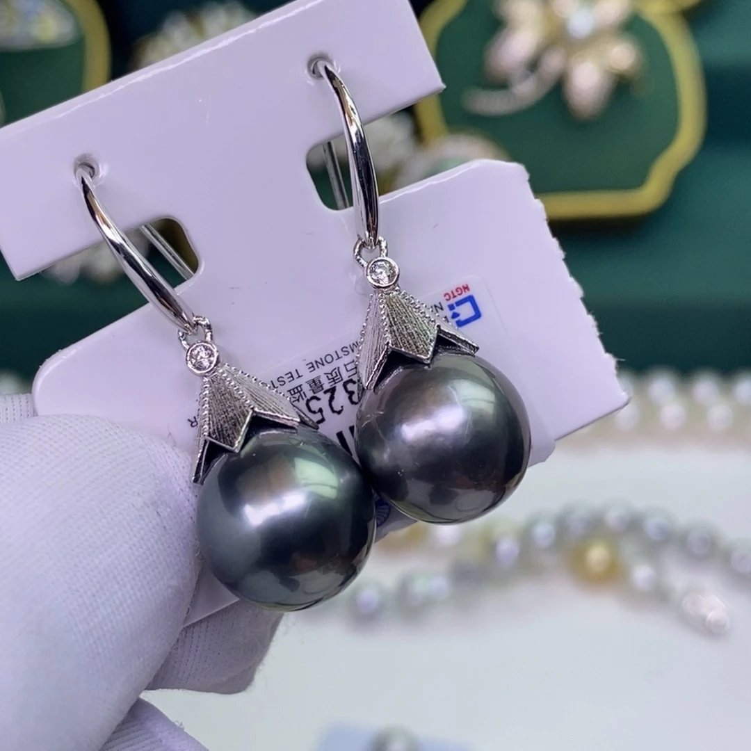 银S925镶嵌海水珍珠耳饰