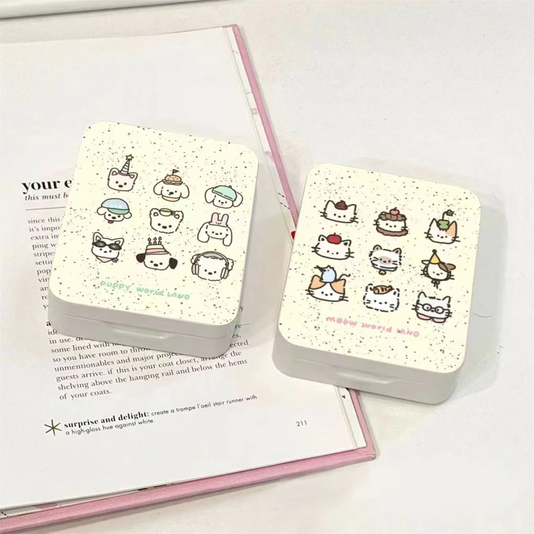 九宫格小猫可爱ins少女翻盖铁盒贴纸咕卡小卡桌面收纳盒卡通精致