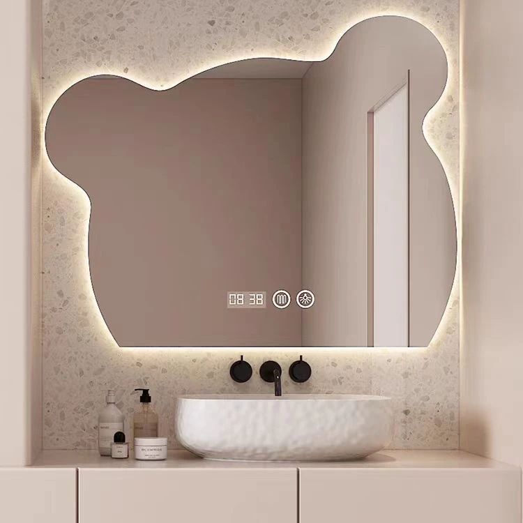 网红唯美小熊头卫生间除雾智能镜浴室挂墙式隐藏式推拉全身镜