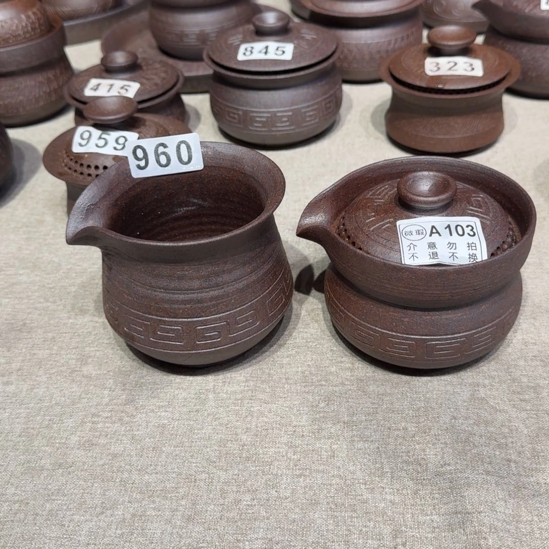 度***人茶具粗瓷茶具素色盖碗