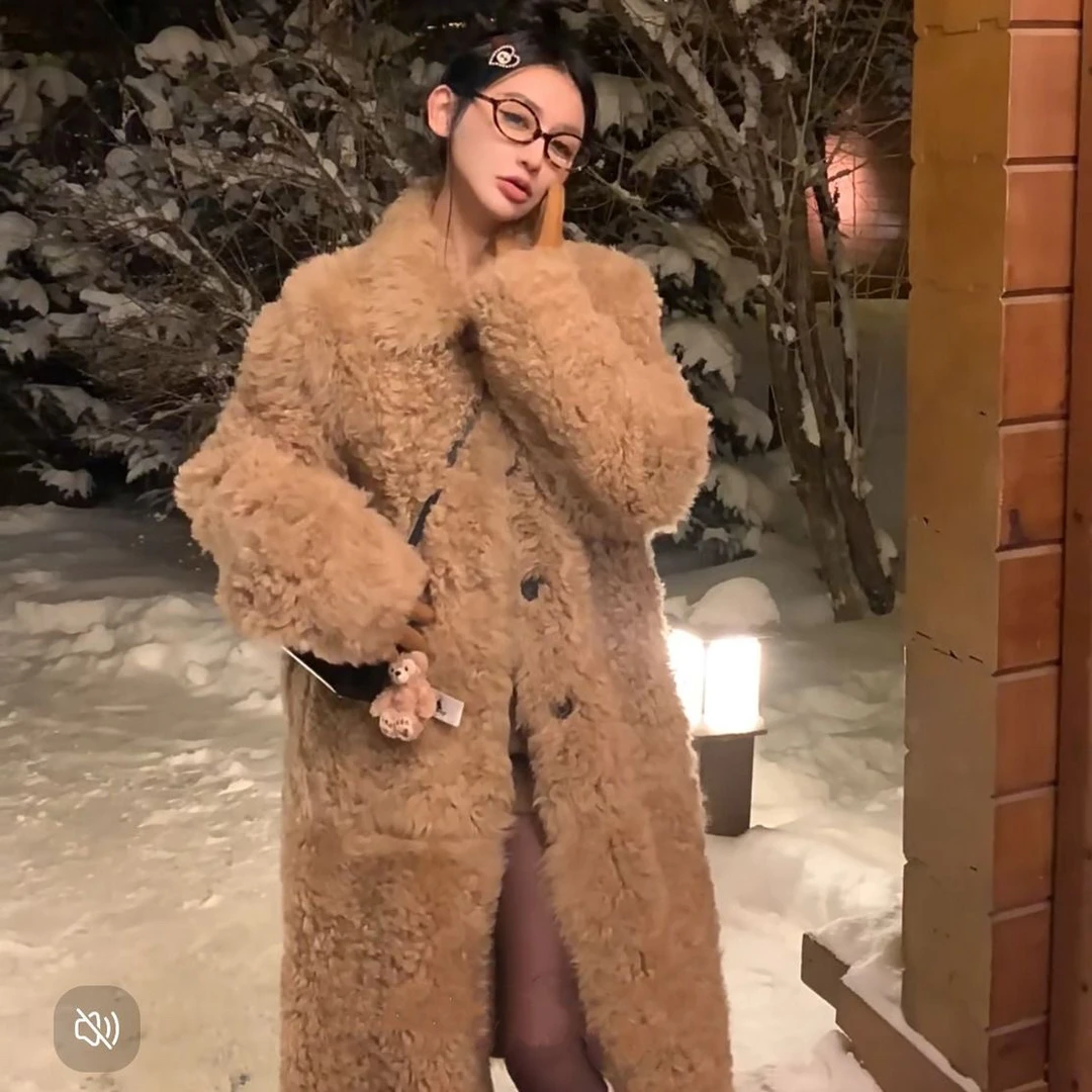 托卡长毛长款外套女冬秋冬新款高级感毛大衣环保中长款气质户外