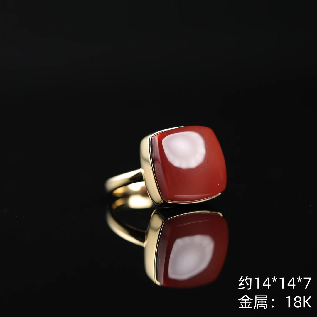 天然原矿南红车厘子红戒指多样性发货发其一（备注圈口）