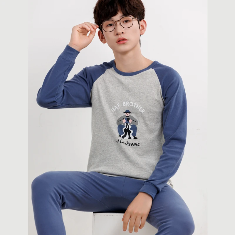 男童秋衣秋裤纯棉套装中大童7-18岁男孩保暖内衣青少年初中高中生