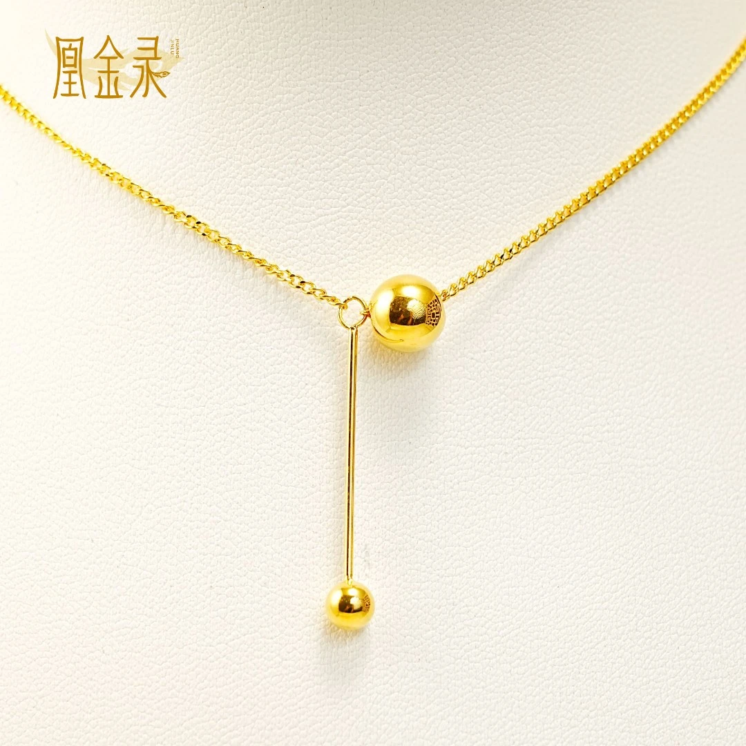 足金999圆珠有求必应套链 生日礼物黄金精美时尚简约经典黄金首饰