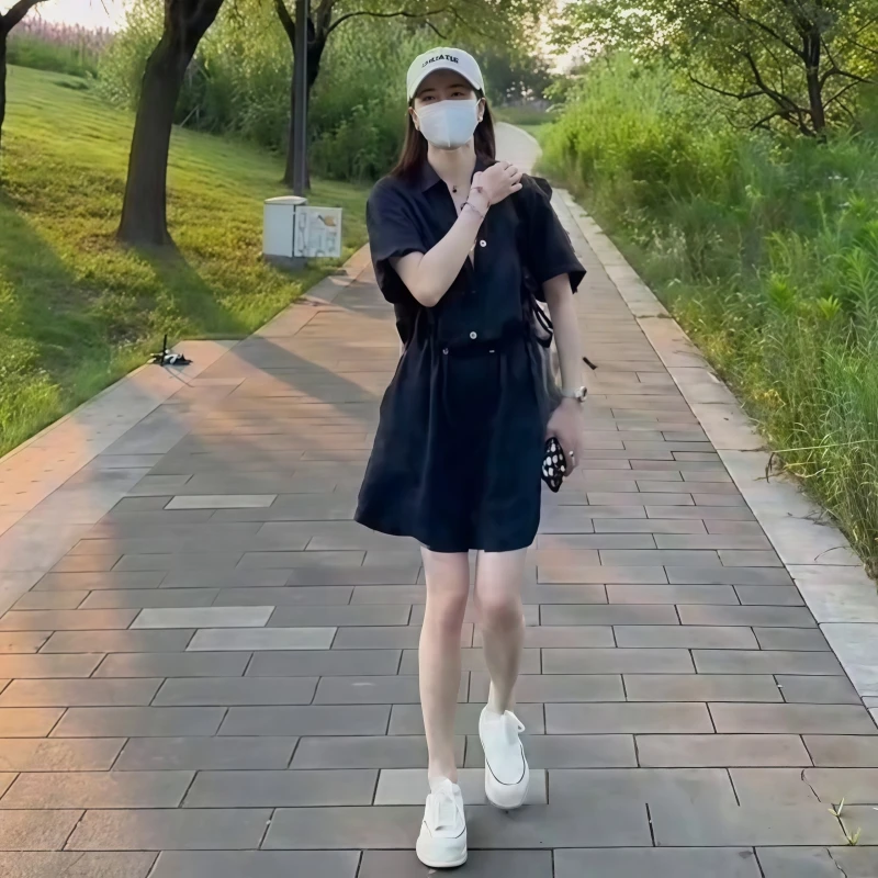 连衣裤女夏2025新款时尚流行网红连体裤套装好看显瘦气质连身短裤