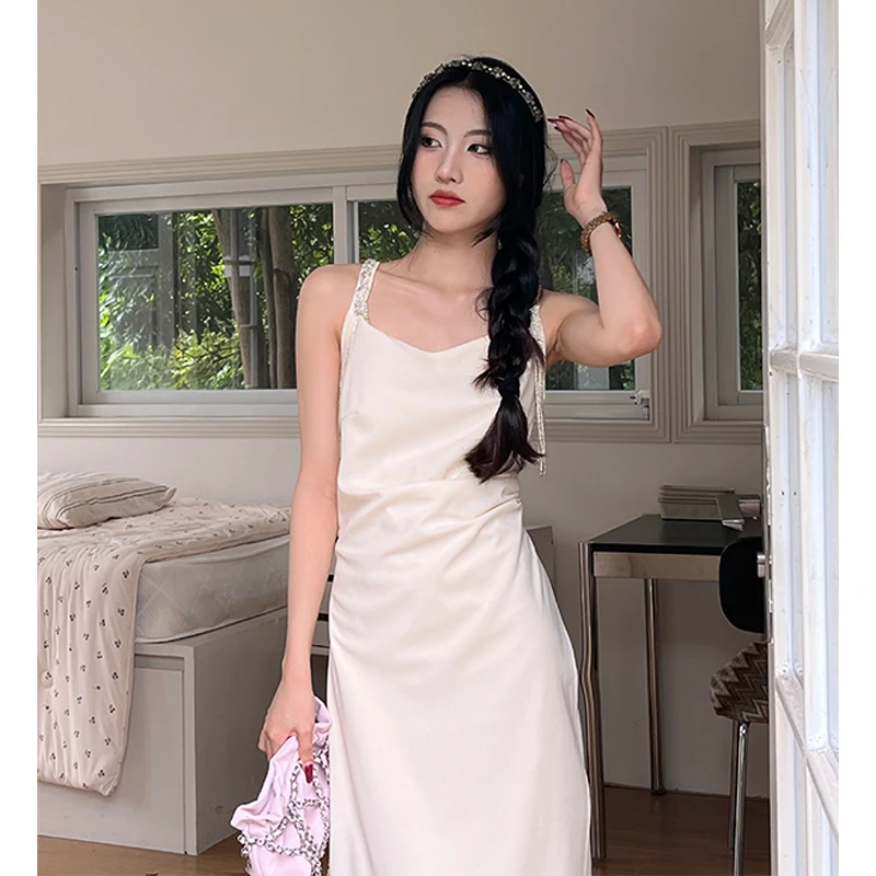 新款法式气质小个子小香风性感吊带连衣裙子93066