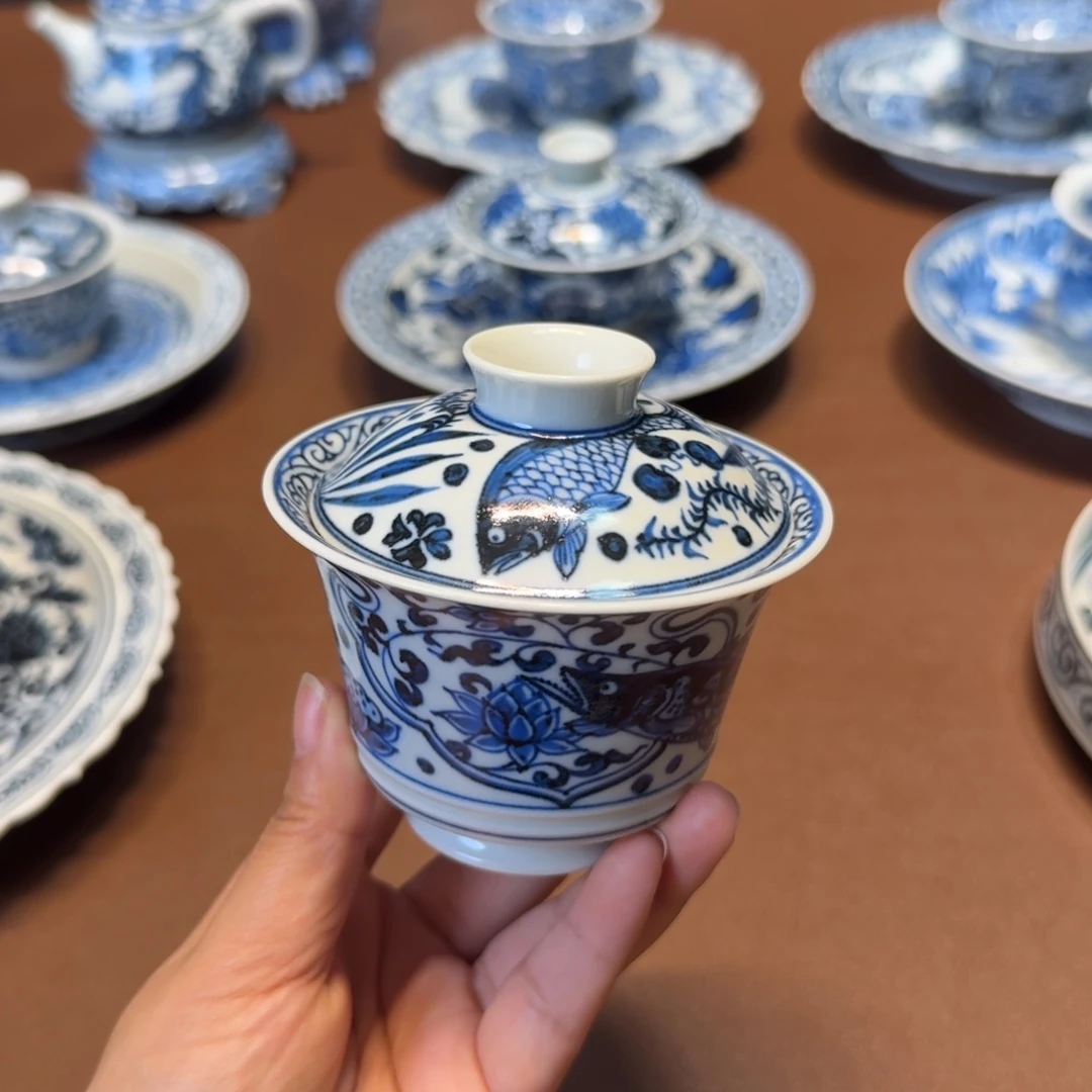 手工手绘茶具盖碗