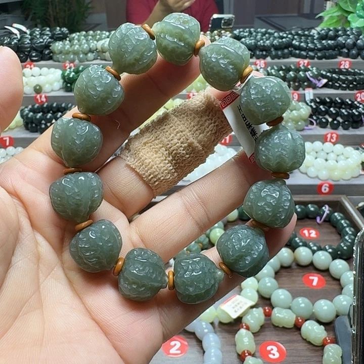 未镶嵌手链和田玉新疆且末蓝核桃卡16