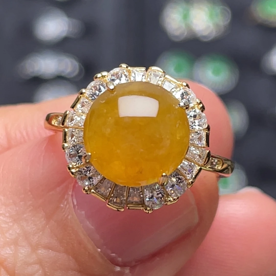 翡翠银S925镶嵌戒指纯天然缅甸翡翠A货