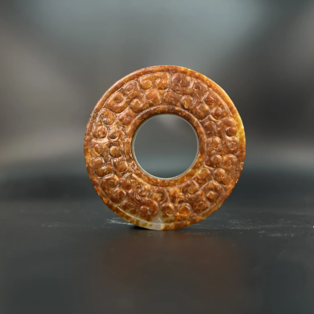 "明代和田玉勾云纹璧/ DL004228/ 古玩/收藏/德州文物"