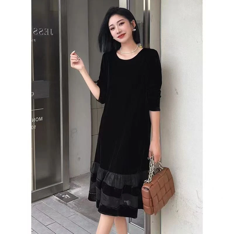 11211-秋季新款洋气宽松中长款洋气连衣裙