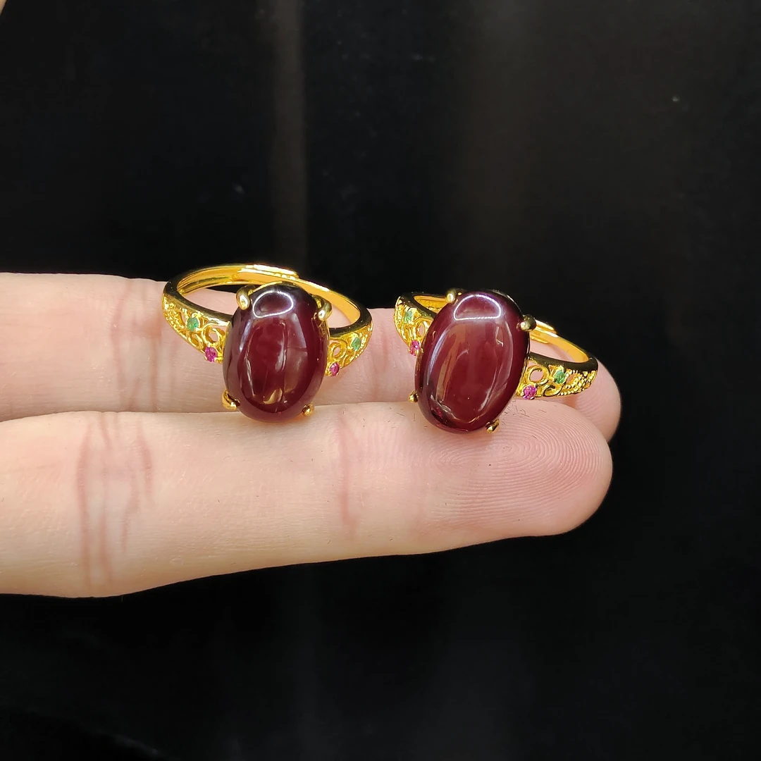 【老三珠宝】琥珀蛋面戒指【多样性发其一】