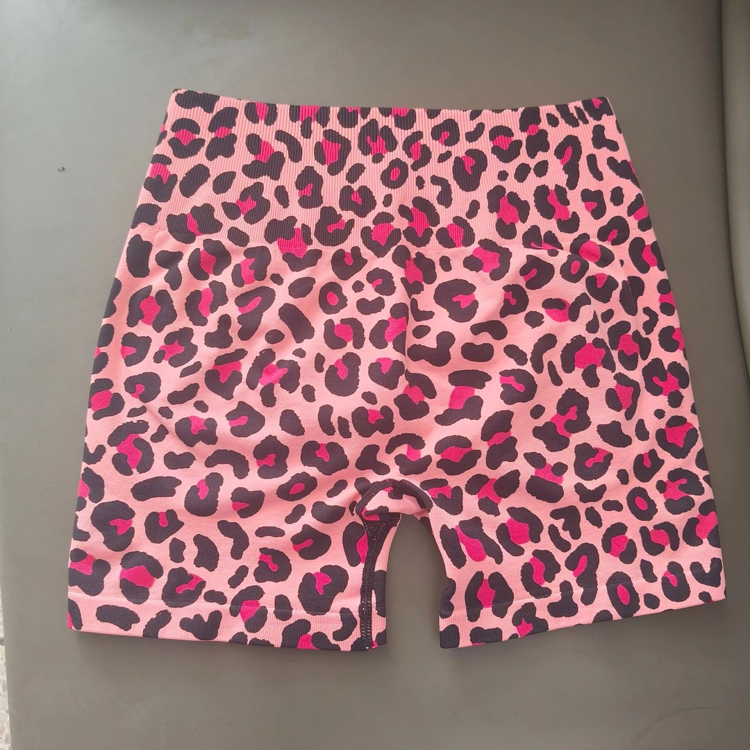 豹纹瑜伽短裤运动短裤弹力透气健身运动短裤女时尚性感