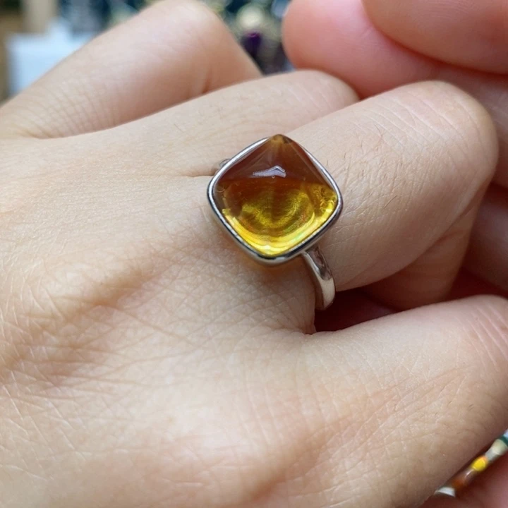 水晶戒指银S925镶嵌天然水晶戒指