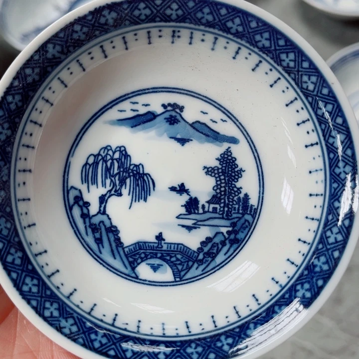 青花玲珑3寸小碟梧桐