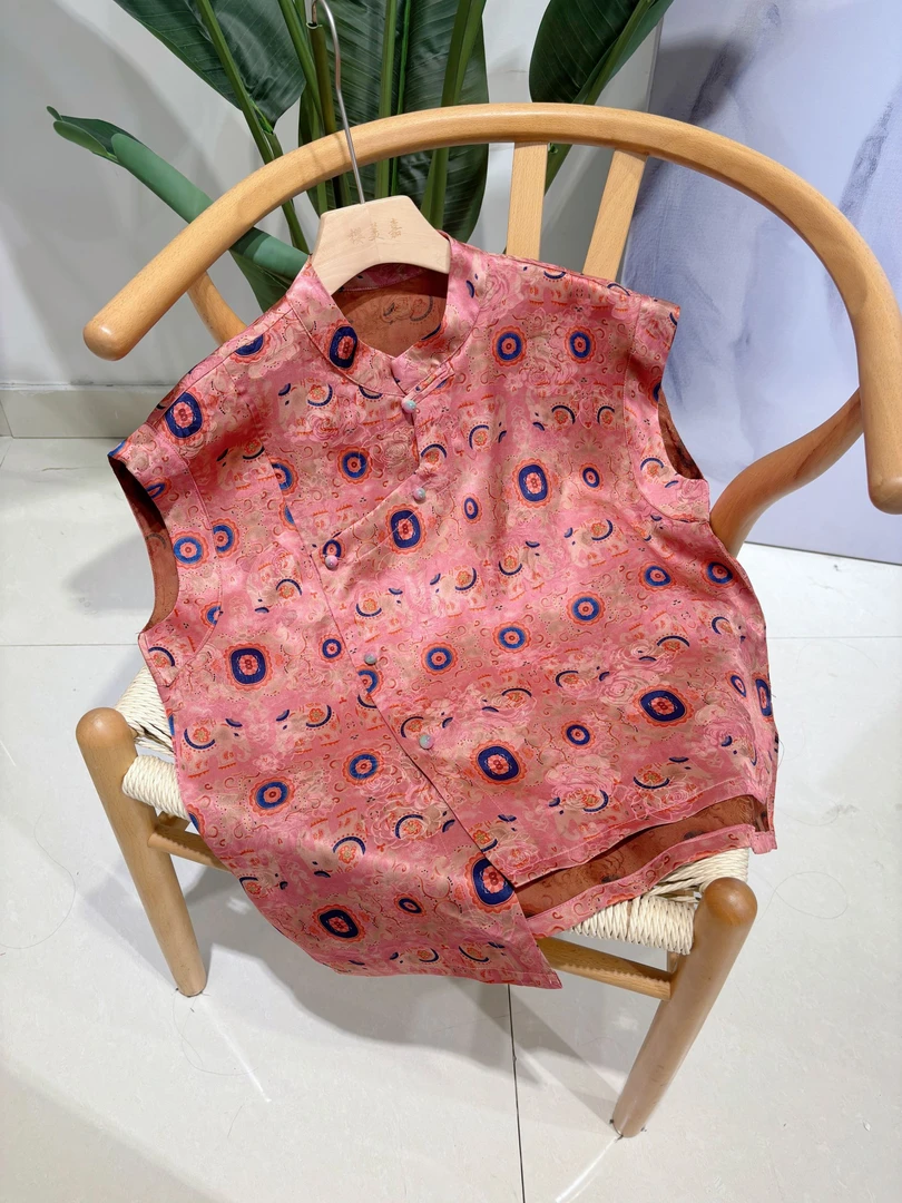 小象DY2868樱美嘉100桑蚕丝真丝香云纱新中式短袖夏季新中式