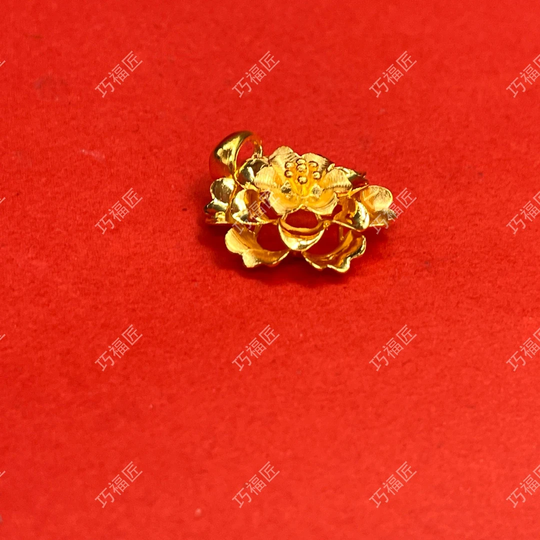 吊坠足银 镂空花朵吊坠 时尚手工素款挂坠大气复古实心